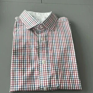 [16.5]John Francomb Classic Fitted Red/Blue squared Men Dress Shirt French Cuff